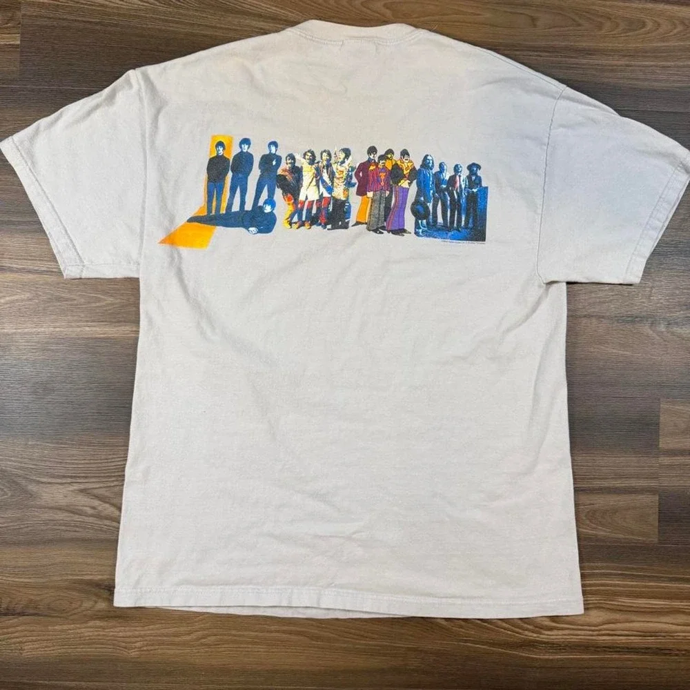 2000's The Beatles Abbey Road Cotton T-Shirt with graphic of figures in a row